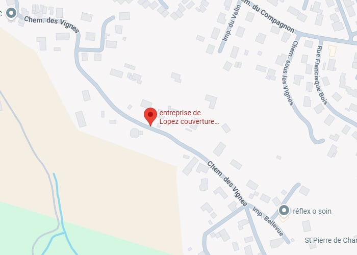 Entreprise Lopez Couverture : Localisation Chemin des Vignes Carte Google Maps indiquant l'emplacement de l'entreprise Lopez couverture au Chemin des Vignes.